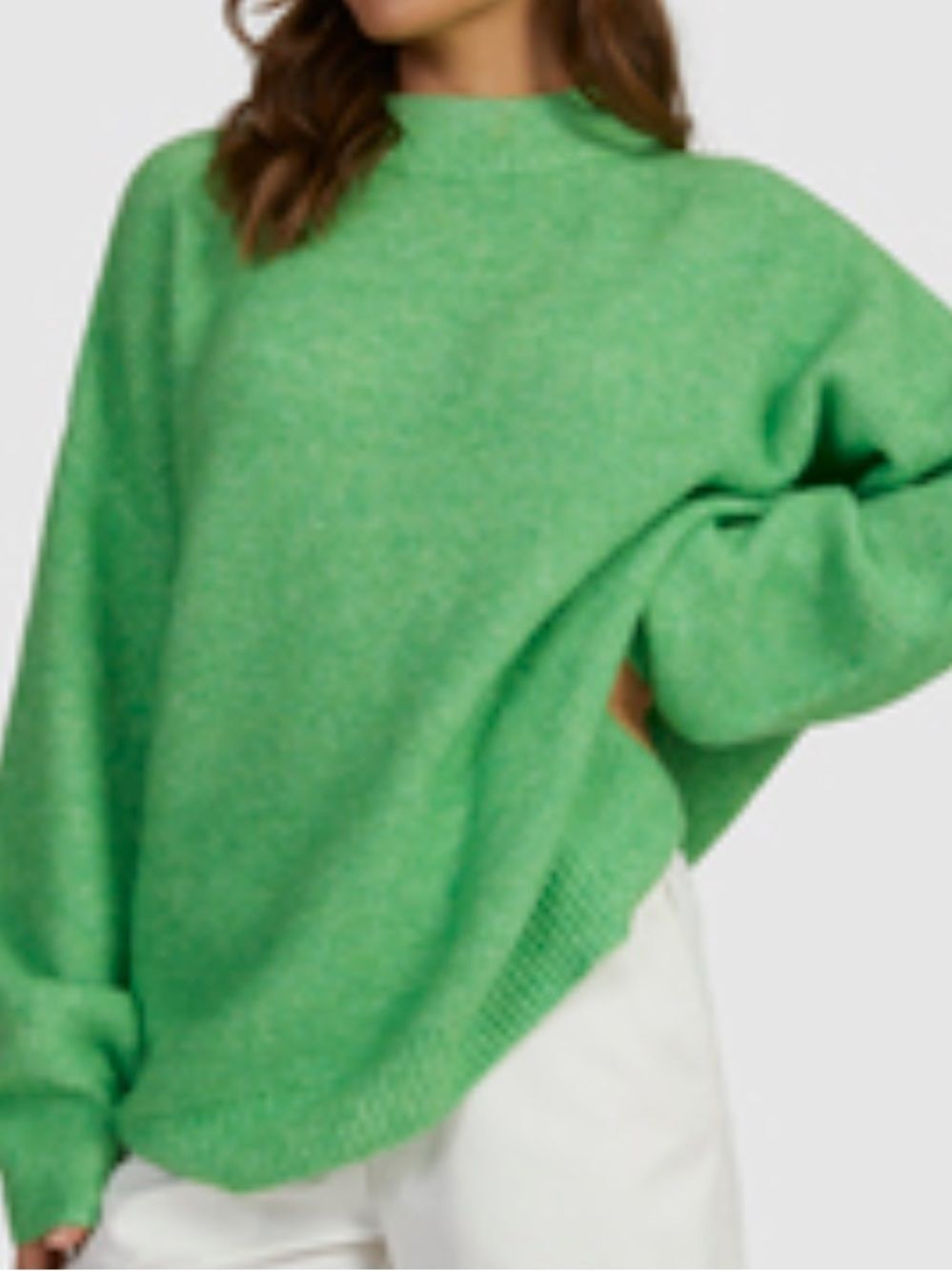 Aerie  oversized chunky crewneck Sweater green alpine cozy vibrant  M